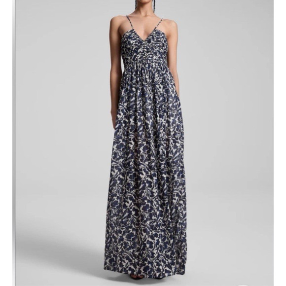 ALC Women’s Size 10 Romy Pleated Maxi Dress in Cream & Navy Floral NWT $695 - Picture 1 of 16